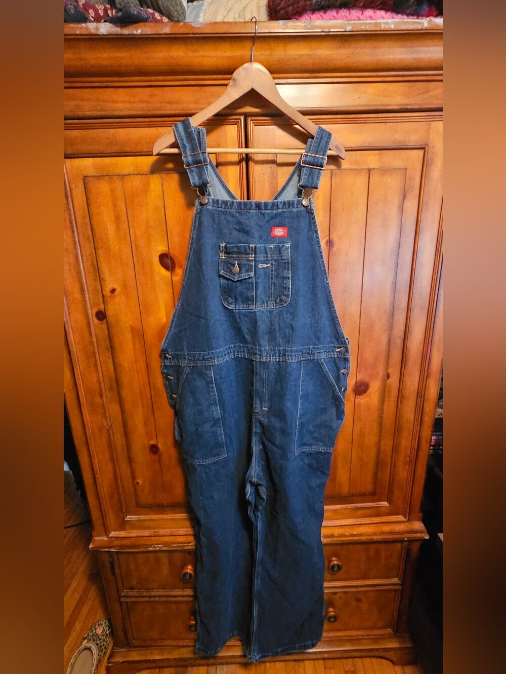 Dickies Women’s Relaxed Fit Denim Bib Overalls XL Regular FB200SVB Blue